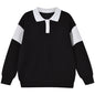 Baby Color Contrast Pattern Quarter Button Design Polo Neck Hoodie