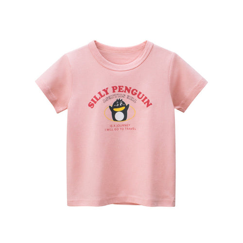Baby Girl Cartoon Animal Print Solid Color Soft Cotton Short-Sleeved