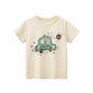 Baby Boy Cartoon Car Print Solid Color T-Shirt In Summer