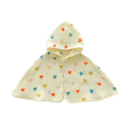 Summer Baby Girl Colorful Heart Pattern Breathable Sun-Resistant Cape