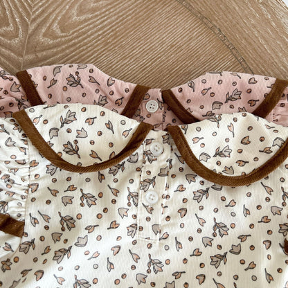 Baby Girl 1pcs Flower Pattern Bow Mesh Patches Design Bodysuit