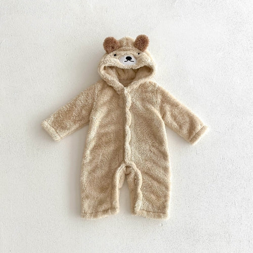Infant Baby Little Bear Thicken Long Sleeve Jumpsuit In Winter