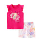 Baby Girl Floral Pattern Crewneck T-Shirt Summer Clothing Sets