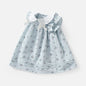 Baby Girl Flower Graphic Bow Tie Decoration Plaid Dress