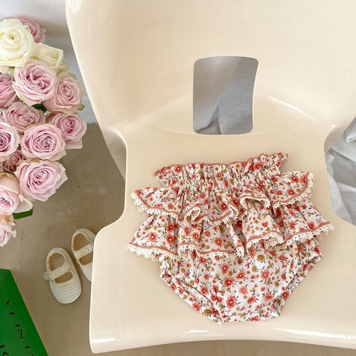 Baby Girl White Blouses With Floral & Plaid Pattern Skirts Sets