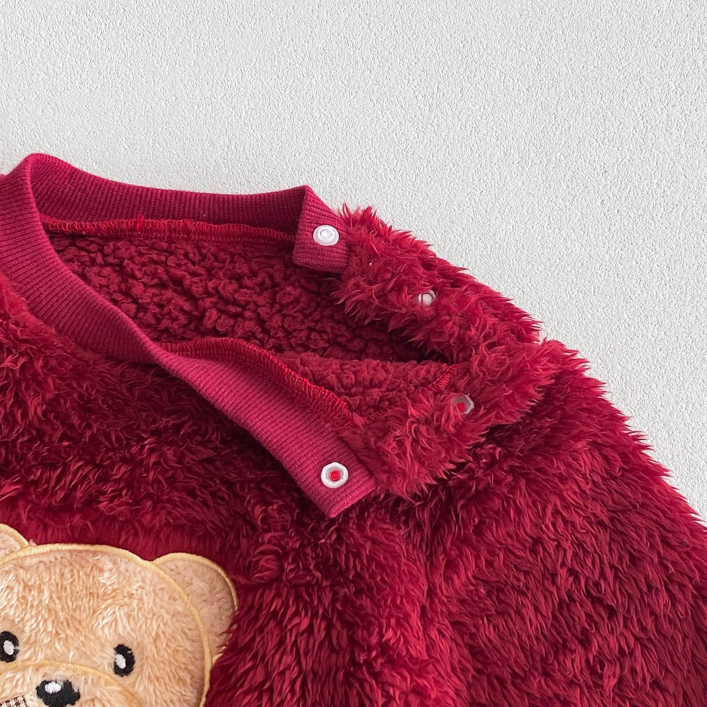 Cute And Cozy Baby Teddy Bear Romper For Autumn/Winter Outings – Red