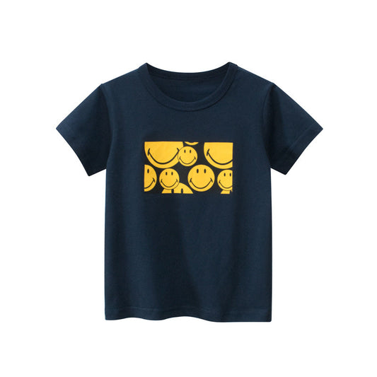 Baby Boy Printed Pattern Solid Color T-Shirt In Summer