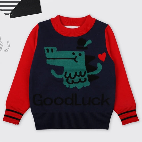 Baby Boy Cartoon Dinosaur Graphic ColorBlock Sleeves Design Fashion