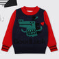 Baby Boy Cartoon Dinosaur Graphic ColorBlock Sleeves Design Fashion
