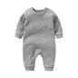 Baby Solid Color Long Sleeve Soft Cotton Rompers Home Clothes