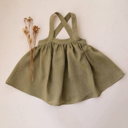 Baby Girl Solid Color Sling Linen Cotton Vest Skirt
