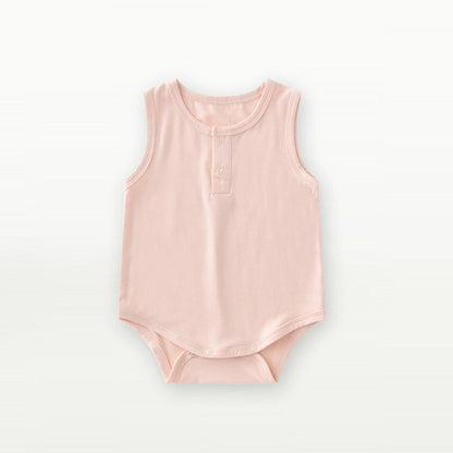 Baby Unisex Solid Color Sleeveless Summer Onesies