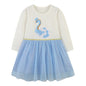 Baby Girl Sequins Animal Pattern Mesh Overlay Design Dress