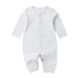 Baby Solid Color Full Button Front Design Organic Cotton Jumpsuit