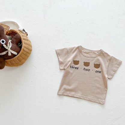 Baby Girls Bear Print Top Combo Overalls In Sets