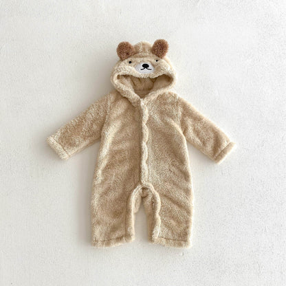 Infant Baby Little Bear Thicken Long Sleeve Jumpsuit In Winter