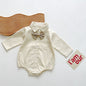 Baby Boy Solid Color & Bear Print Shirt Single Breasted Design