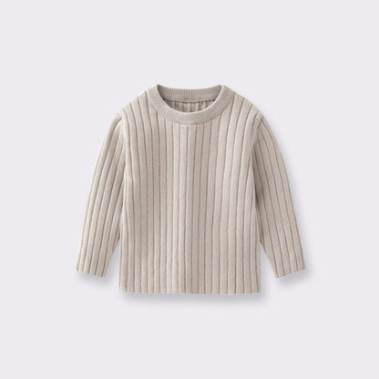 Baby Solid Color Long Sleeve O-Neck Pullover Sweater