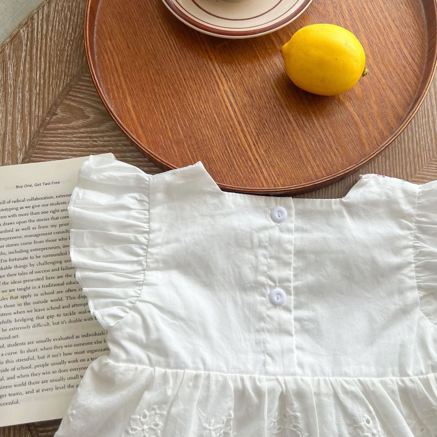 Baby Girls Embroidered Pattern Hollow Carved Design Dress With Hat In