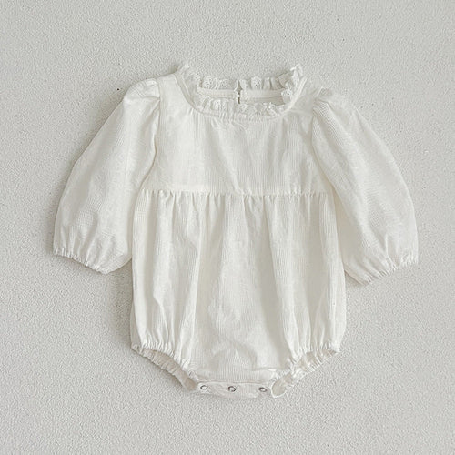 Solid White Simple Style Long Sleeve Onesies