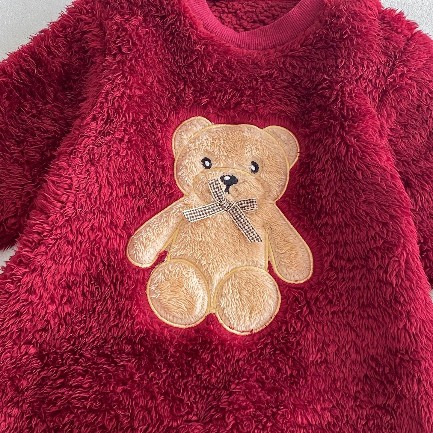 Cute And Cozy Baby Teddy Bear Romper For Autumn/Winter Outings – Red