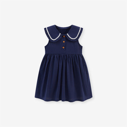 Summer Girls Sleeveless Peter Pan Collar Dress