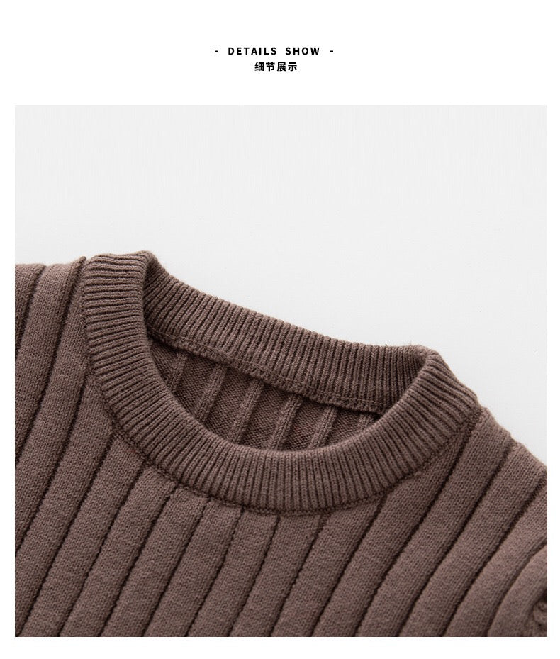 Baby Solid Color Long Sleeve O-Neck Pullover Sweater
