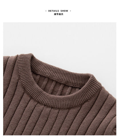 Baby Solid Color Long Sleeve O-Neck Pullover Sweater