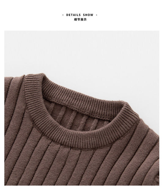 Baby Solid Color Long Sleeve O-Neck Pullover Sweater