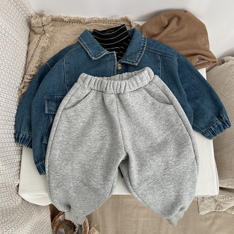 Baby Solid Color New Winter Kindergarden Thickened Pants