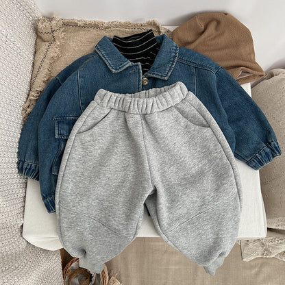 Baby Solid Color New Winter Kindergarden Thickened Pants