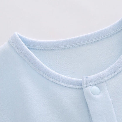 Baby Solid Color Full Button Front Design Organic Cotton Jumpsuit