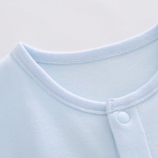 Baby Solid Color Full Button Front Design Organic Cotton Jumpsuit
