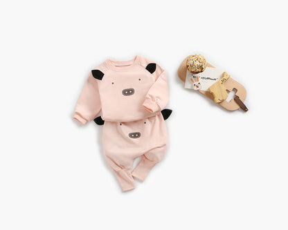 Baby Cartoon Animal Pattern Hoodie Combo Big PP Pants Sets