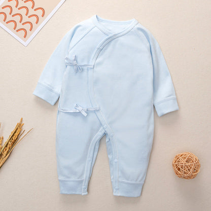 Baby Animal Print & Solid Color Side Belted Design Romper Jumpsuit