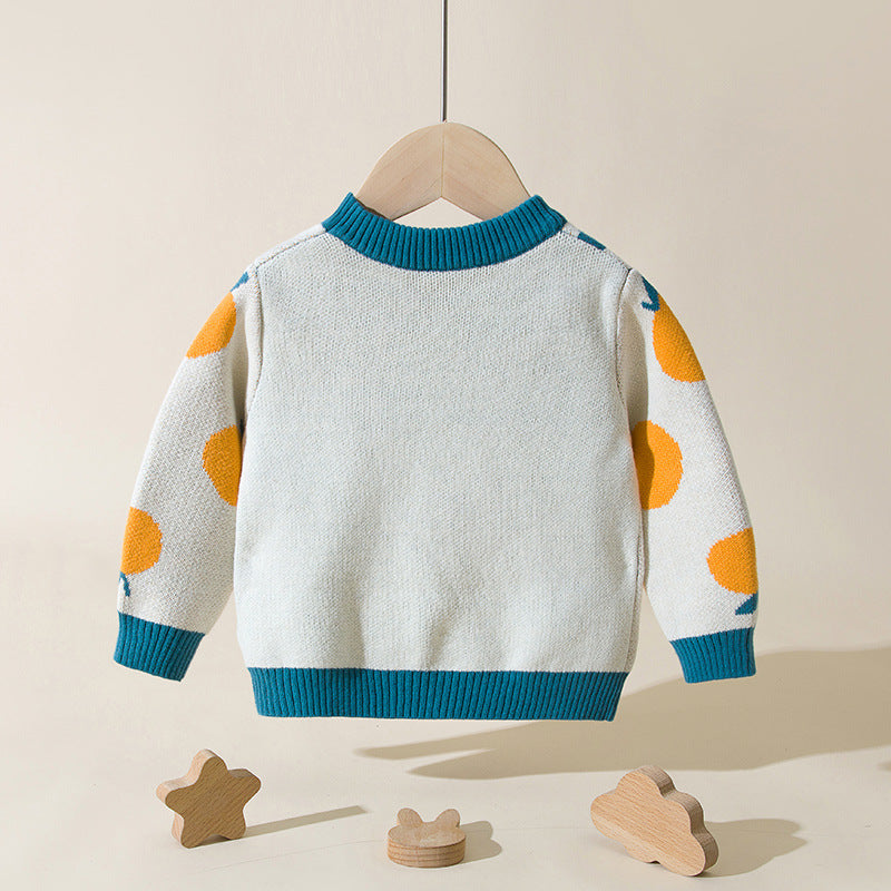 Baby Fruit Pattern False Bodycross Bag Design Pullover Sweater