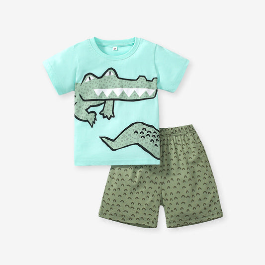 Baby Kids Unisex Alligator Print T-Shirt And Shorts Casual Clothing