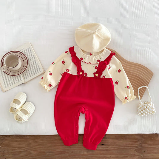 Patched Design Floral Pattern Festival Romper
