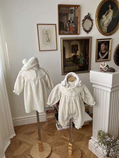 Baby Girl Solid Color Mesh Patchwork Design Long Sleeve Court Style
