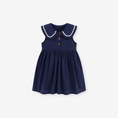 Summer Girls Sleeveless Peter Pan Collar Dress
