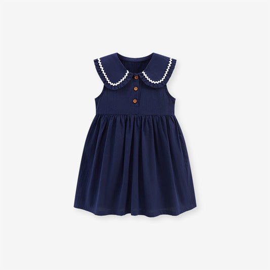 Summer Girls Sleeveless Peter Pan Collar Dress