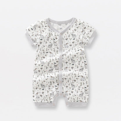 Baby Print Pattern Thin Style Short Sleeves Rompers