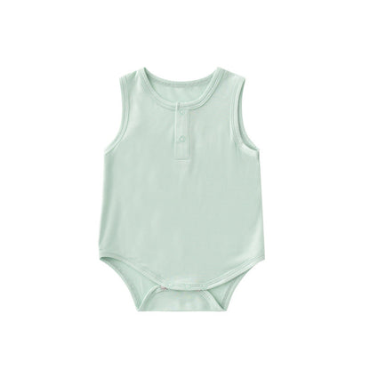 Baby Unisex Solid Color Sleeveless Summer Onesies