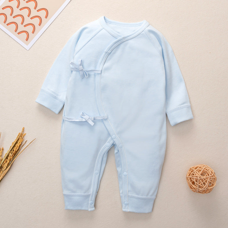 Baby Animal Print & Solid Color Side Belted Design Romper Jumpsuit