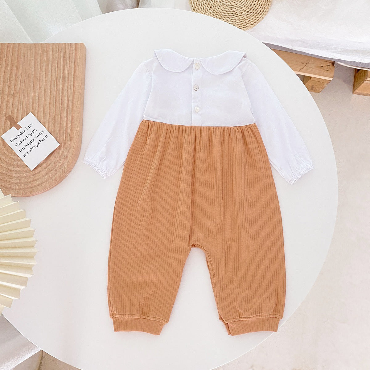 Baby Girl 3D Flower Patched Pattern False 1-Piece Design Doll Neck