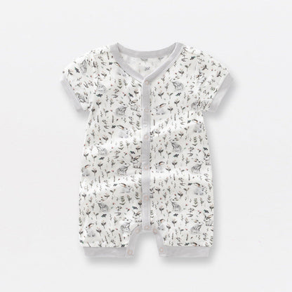 Baby Print Pattern Thin Style Short Sleeves Rompers