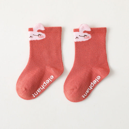Baby Cartoon Print Pattern Striped Design Mid Tube Cotton Socks
