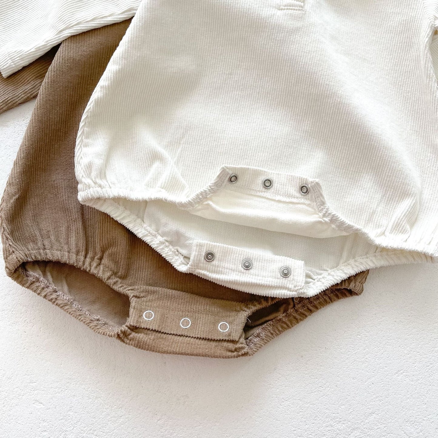 Baby Girl Embroidered Collar Long-Sleeved Corduroy Onesie