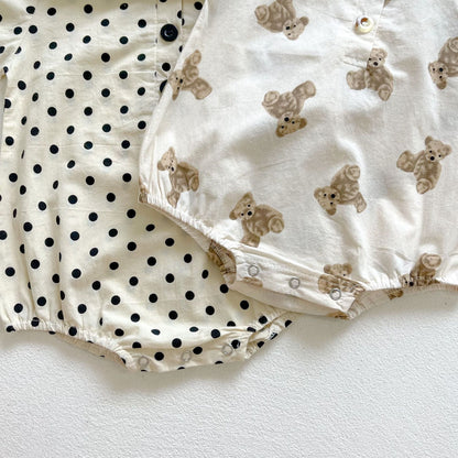 Baby Dot & Bear Graphic Long Sleeve Onesies In Autumn Outfits