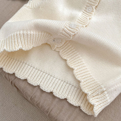 Baby Girl Solid Color Thin Style Sleeveless Knit Cardigan Vest
